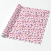 Roze Retro Pixel Hart Cadeaupapier  (Uitgerold)