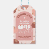 Roze Retro Pompoen 1e Verjaardag Dank u Label Cadeaulabel (Voorkant)