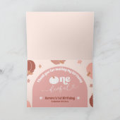 Roze Retro Pompoen 1e Verjaardag Opgevouwen Dank u Bedankkaart (Binnen)