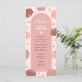 Roze Retro Pompoen Boho Eerste Verjaardag Menu (Staand voorkant)