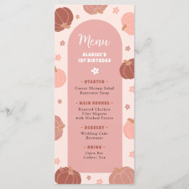 Roze Retro Pompoen Boho Eerste Verjaardag Menu