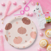 Roze Retro Pompoen Eerste Verjaardag Papier Bord (Feest)