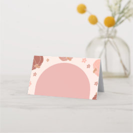 Roze Retro Pompoen Eerste Verjaardag Voedsel Label Afsprakenkaart