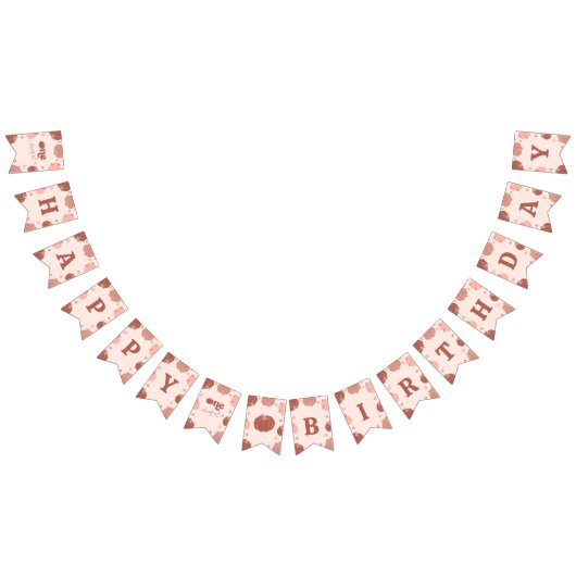 Roze Retro Pompoen Verjaardag Bunting Banner (Alle)