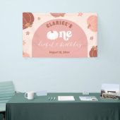Roze Retro Pompoen Verjaardag Grote Banner (Beurs)
