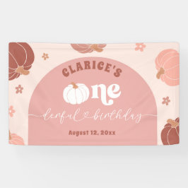 Roze Retro Pompoen Verjaardag Grote Banner