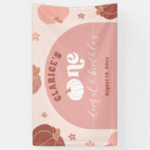 Roze Retro Pompoen Verjaardag Grote Banner (Verticaal)