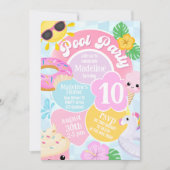 Roze Retro Pool Party Verjaardag Uitnodiging (Voorkant)