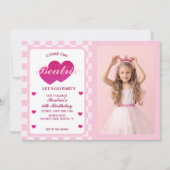 Roze Retro Pop Foto Verjaardag Kaart (Voorkant)