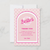 Roze retro pop laat feestverjaardag gaan bedankkaart (Voorkant)