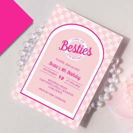 Roze retro pop laat feestverjaardag gaan kaart