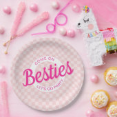 Roze retro pop laat feestverjaardag gaan papieren bordje (Feest)