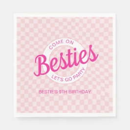 Roze retro pop laat feestverjaardag gaan servet