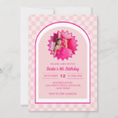 Roze retro pop laat verjaardagsfoto gaan kaart (Voorkant)