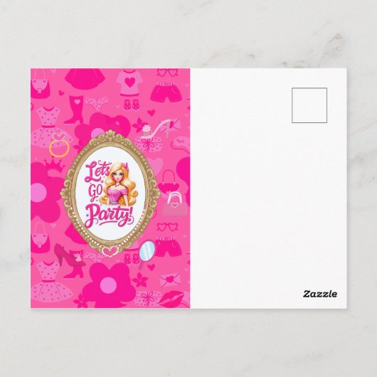 Roze Retro Pop Verjaardagsfeestje Briefkaart (Achterkant)