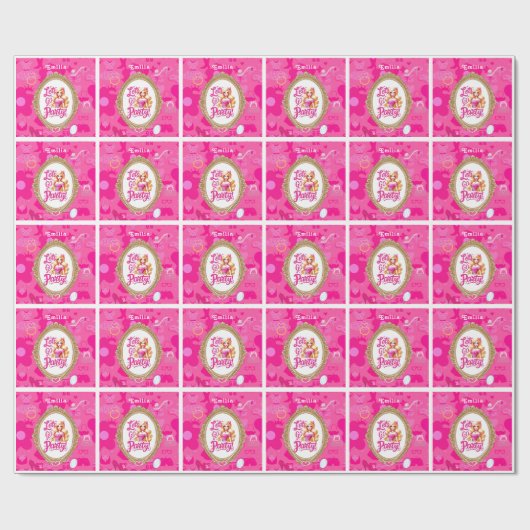 Roze Retro Pop Verjaardagsfeestje Cadeaupapier (Vlak)