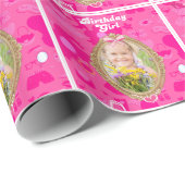 Roze Retro Pop Verjaardagsfeestje Cadeaupapier (Rol Hoek)
