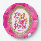 Roze Retro Pop Verjaardagsfeestje Papieren Bordje (Voorkant)