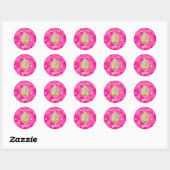 Roze Retro Pop Verjaardagsfeestje Ronde Sticker (Vel)