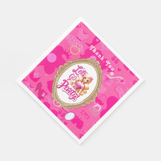 Roze Retro Pop Verjaardagsfeestje Servet (Hoek)