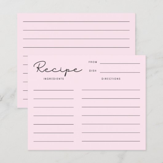 Roze Retro Receptkaart (Voorkant / Achterkant)