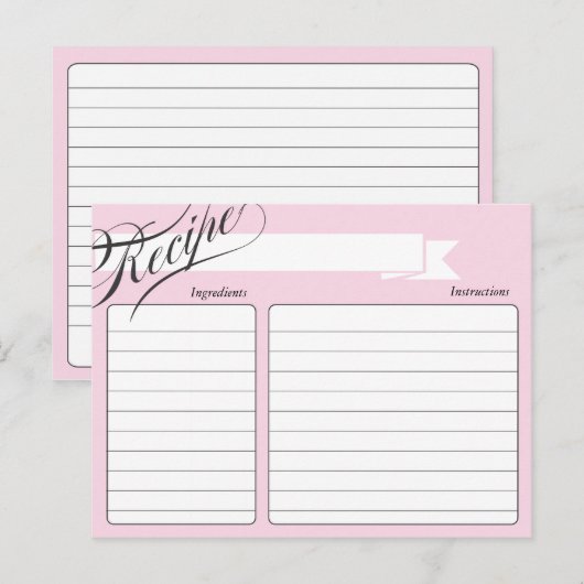 Roze Retro Recipcard Briefkaart (Voorkant / Achterkant)