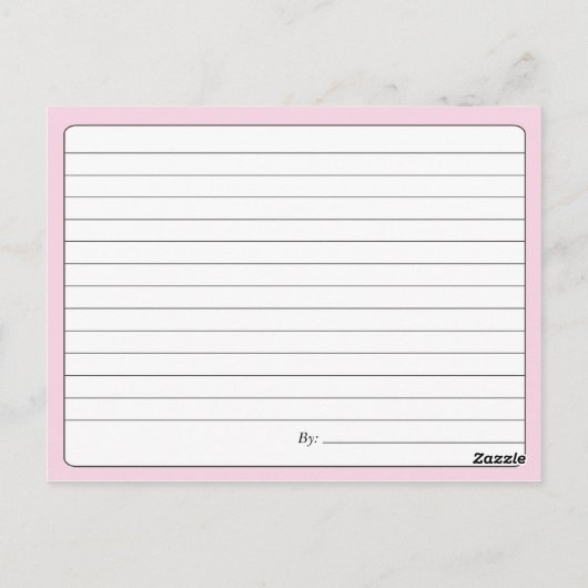 Roze Retro Recipcard Briefkaart (Achterkant)