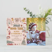 Roze Retro Regenboog Vrachtwagen Kerstmis Verjaard Kaart (Staand voorkant)