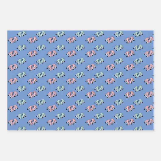 Roze Retro Roller-Schaatsen Inpakpapier Vel (Voorkant 3)
