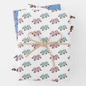 Roze Retro Roller-Schaatsen Inpakpapier Vel (In situ)