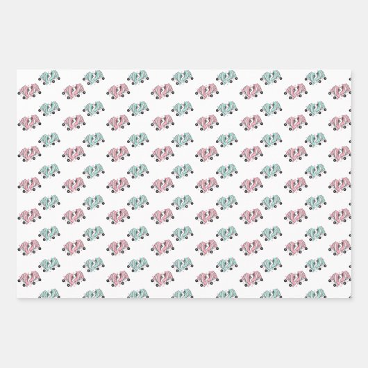 Roze Retro Roller-Schaatsen Inpakpapier Vel (Voorkant)