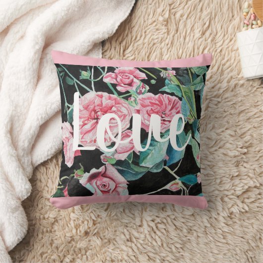 Roze Retro Roos Rozen Liefde Decor Kussen (Deken)