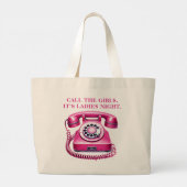 Roze Retro Rotary Telefoon Bel de meisjes Grote Tote Bag (Achterkant)