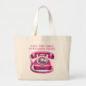 Roze Retro Rotary Telefoon Bel de meisjes Grote Tote Bag (Voorkant)