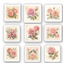 Roze Retro Rozen Valentijnsdag Schattige Stempel