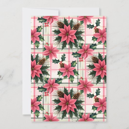 Roze Retro Santa Claus Floral Plaid Kerstmis Kaart (Achterkant)