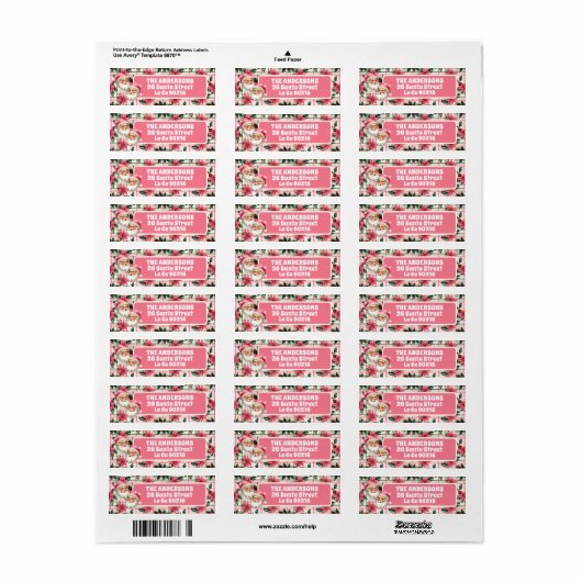 Roze Retro Santa Claus Kerstbloem Plaid Etiket (Full Sheet)