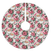 Roze Retro Santa Claus Kerstbloem Plaid Kerstboom Rok (Voorkant)