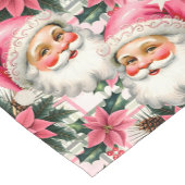 Roze Retro Santa Claus Kerstbloem Plaid Korte Tafelloper (Hoek)
