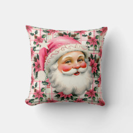 Roze Retro Santa Claus Kerstbloem Plaid Kussen