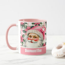 Roze Retro Santa Claus Kerstbloem Plaid