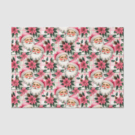 Roze Retro Santa Claus Kerstbloem Plaid Tissuepapier