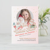 Roze Retro Santa Claus - Oh wat leuk, foto Kaart (Staand voorkant)