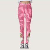 Roze Retro Santa Claus Roze Ric Race Kerstmis Leggings (Voorkant)
