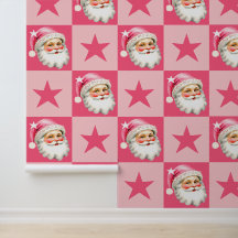 Roze Retro Santa Claus Roze Tartan Plaid Kerstmis