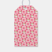 Roze Retro Santa Claus Roze Tartan Plaid Kerstmis Cadeaulabel (Achterkant)