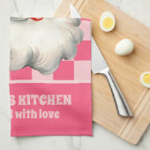 Roze Retro Santa Claus Roze Tartan Plaid Kerstmis Theedoek (Quarter Fold)