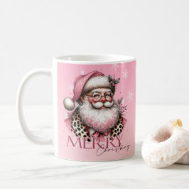 Roze Retro Santa Claus Vrolijk Kerstfeest Koffiemok