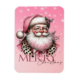 Roze Retro Santa Claus Vrolijk Kerstfeest Magneet