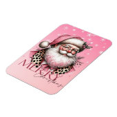 Roze Retro Santa Claus Vrolijk Kerstfeest Magneet (Linkerzijde)
